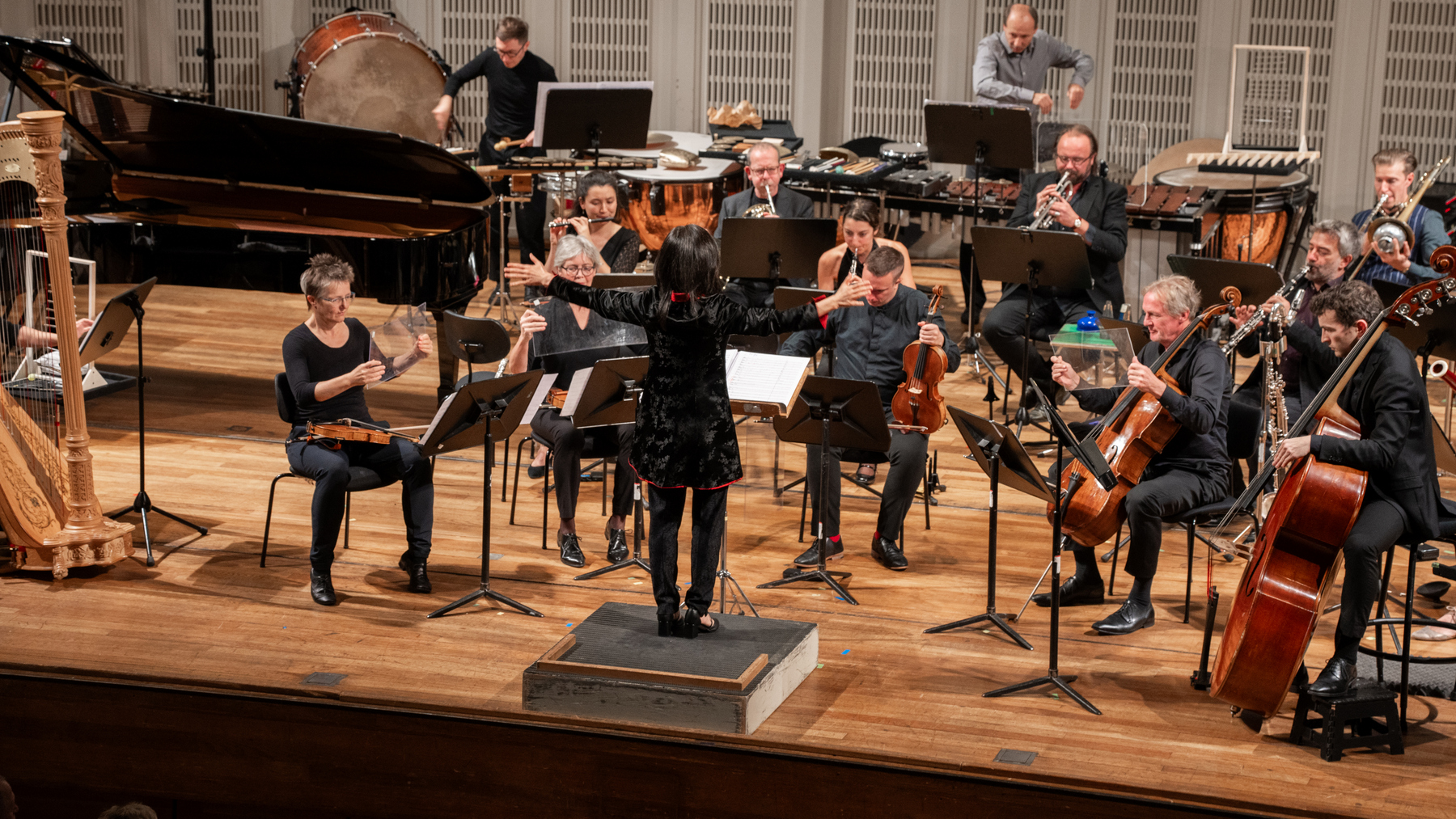 Konzert am 23.10.2023 im Konzerthaus Wien, Aufführung von „Fire Fragile Flight“ von Lucia Dlugoszweski. Foto: © Klangforum Wien/Cornelia Neuwirt