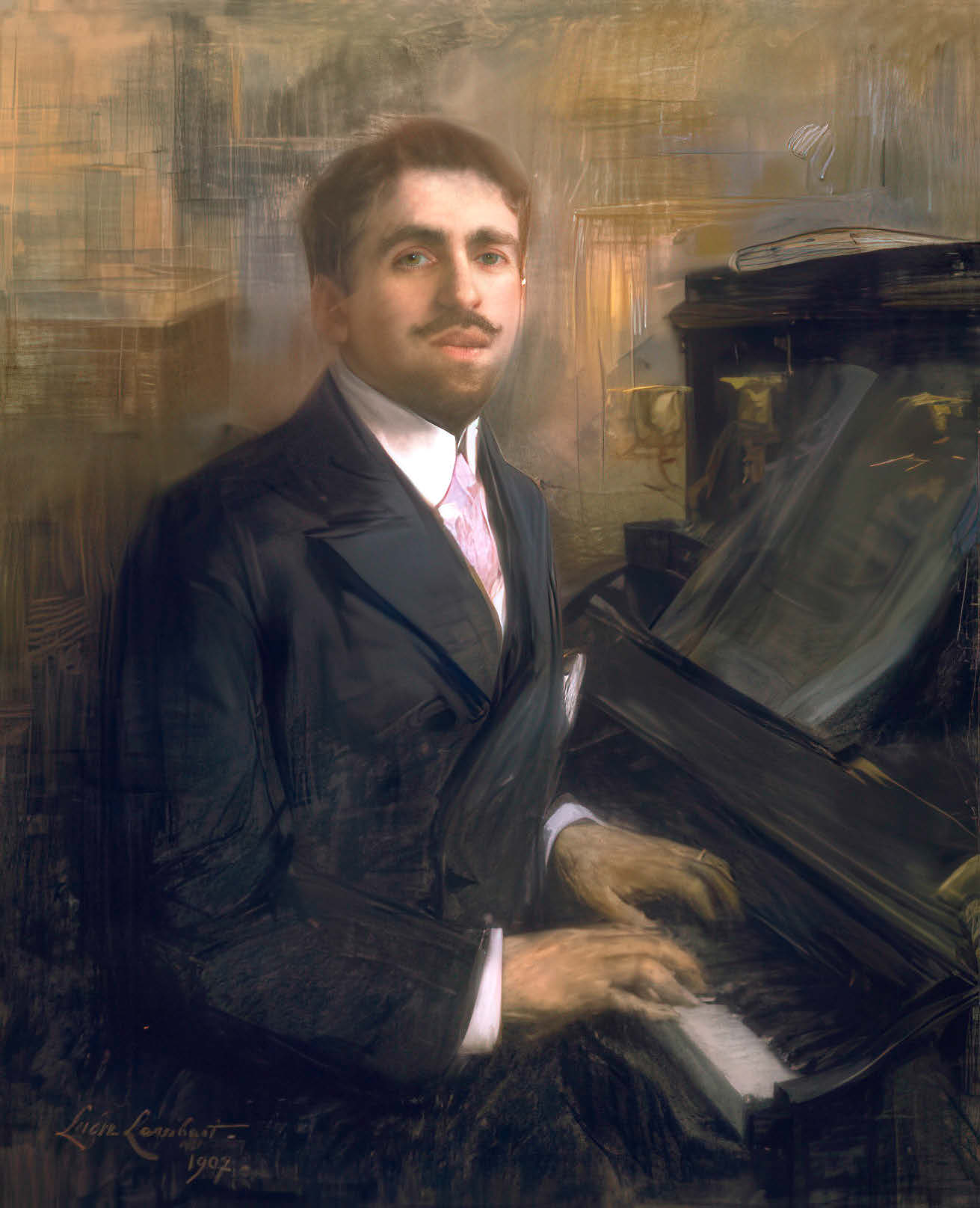 Porträt von Reynaldo Hahn am Klavier – 1907 gemalt von Zoé Lucie Betty de Rothschild (Lucie Lambert)