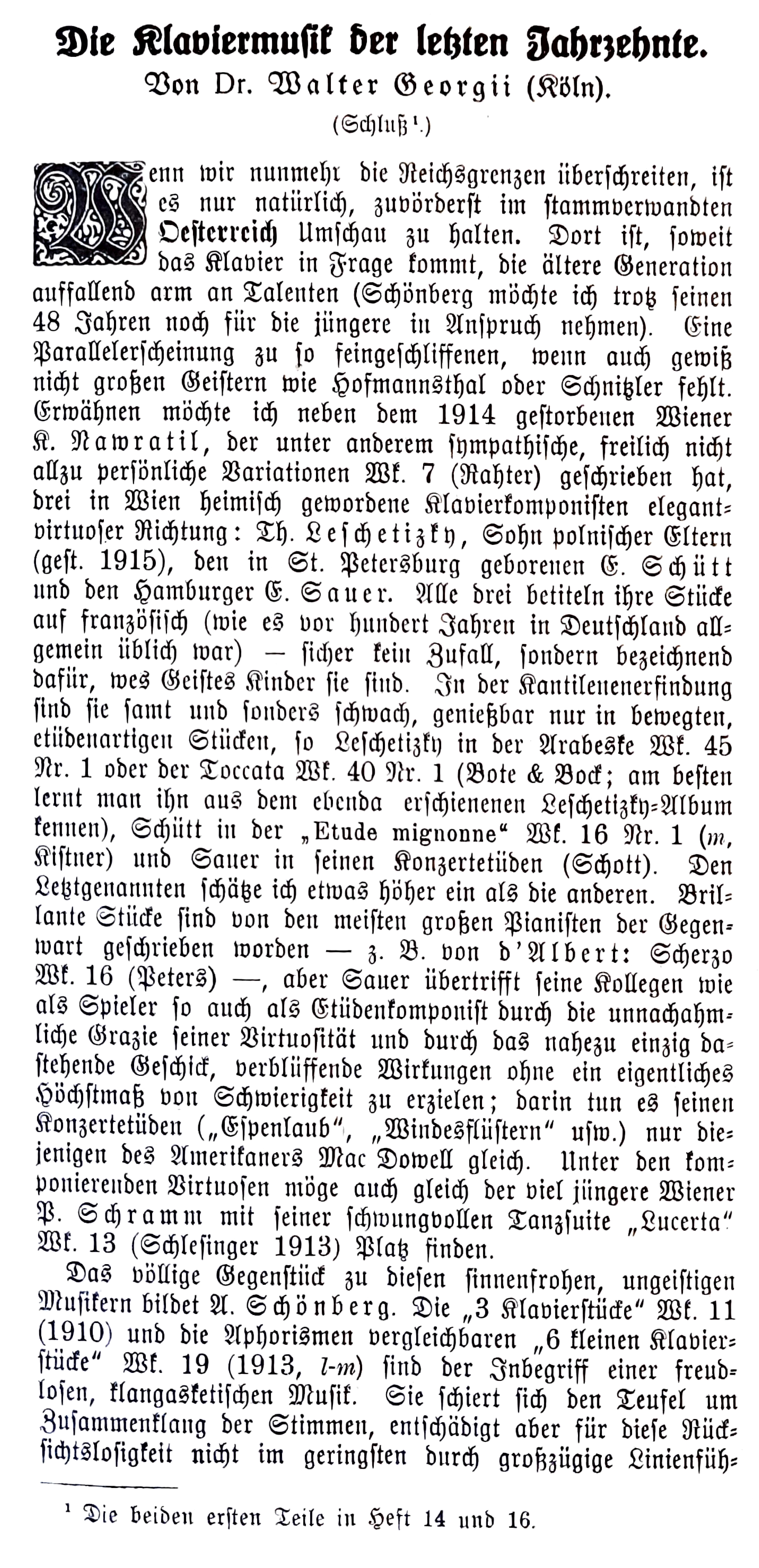 Walter Georgii, Neue Musik-Zeitung, 44. Jg., 6. September 1923 [keine Ausgaben erschienen bis April 1924]