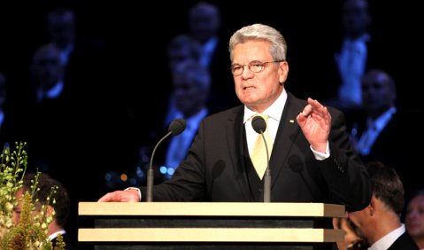 Joachim Gauck bei seiner Rede am 27. Juli 2011. Foto: Landespressebüro/Franz Neumayr