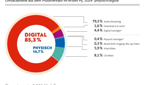 Halbjahresreport 2024 Musikindustrie. Grafik: BVMI