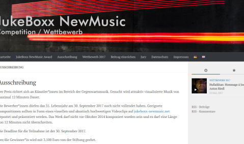 Website JukeBoxx NewMusic Award. Screenshot