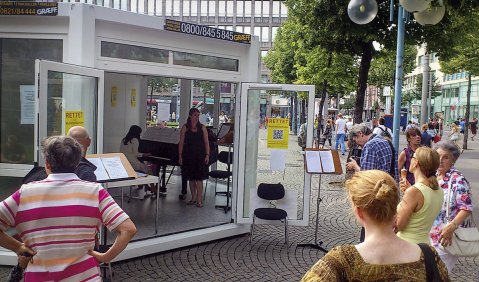 Studierendenprotest in Mannheim: Konzerte in der Fußgängerzone. Foto: AStA