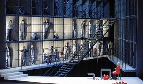 Opernchor in Käfighaltung: Fidelio ind Duisburg. Foto: Deutsche Oper am Rhein